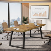 63" Solid Wood Conference Table, Farmhouse Computer Desk with Metal Legs 3