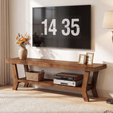 55-Inch Solid Wood TV Stand with Storage Shelf, Low-Profile Console for Living Room 3