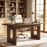 63" Rustic Solid Wood Computer Desk, Heavy Duty Writing Desk, Home Office Workstation 3