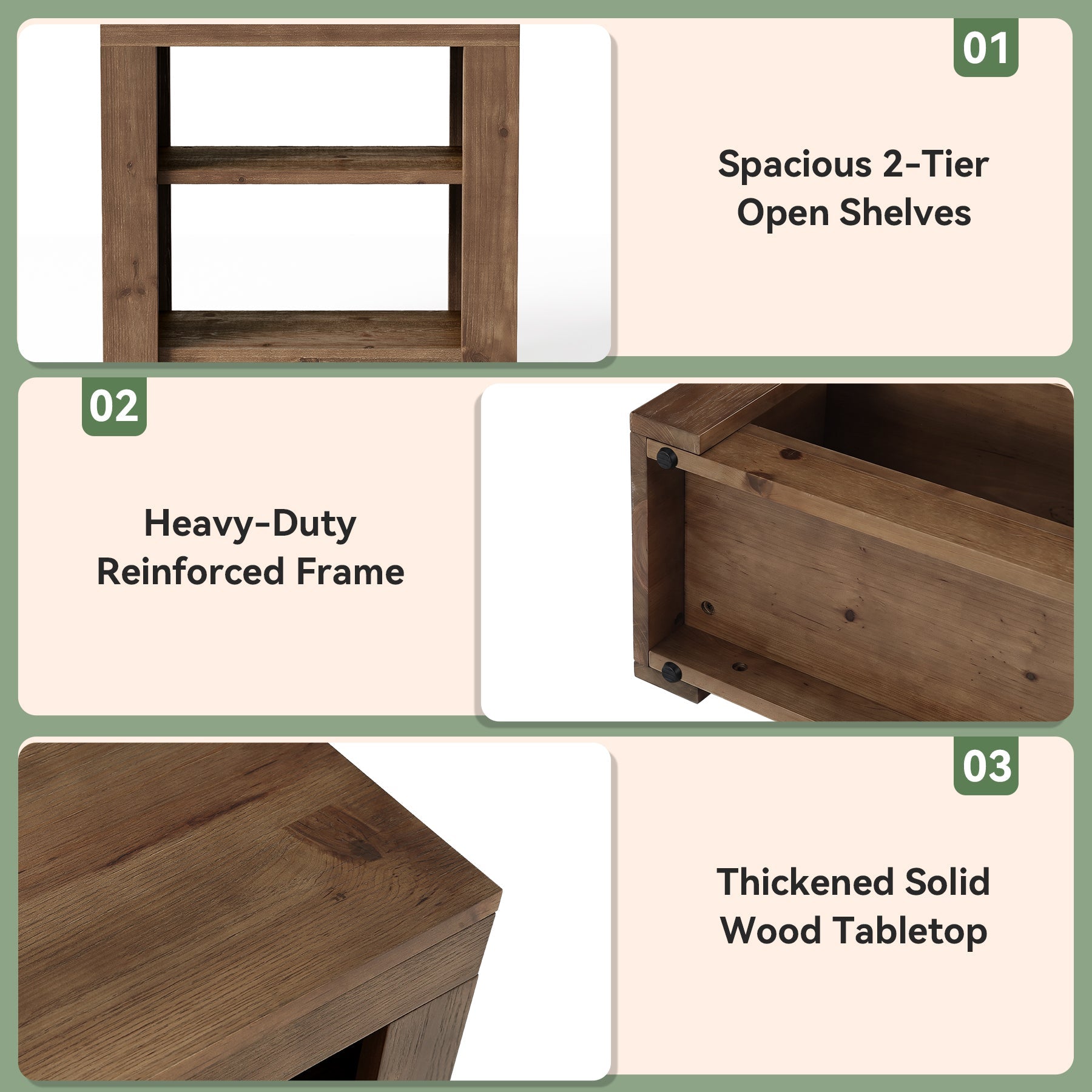 Solid Wood Rectangle End Table, Slim Side Table with Storage Shelf for Living Room