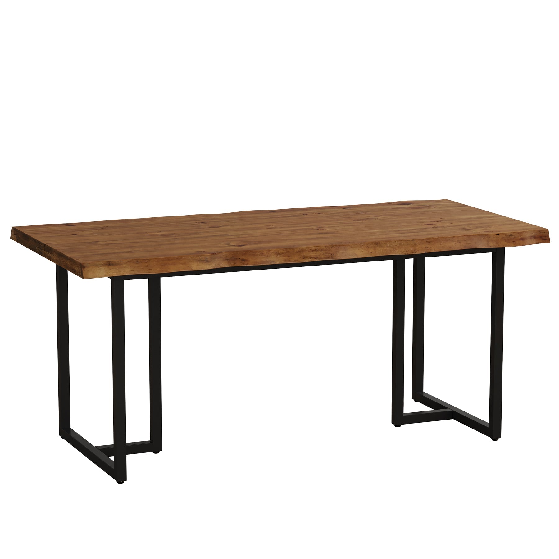 63" Live Edge Executive Desk, Solid Wood Home Office Desk, Heavy-Duty Metal Frame