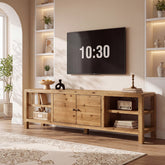70.9-Inch Solid Wood TV Stand with Door and Storage Shelves, Farmhouse Entertainment Center for TVs up to 80 Inches 3