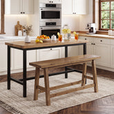 55" Solid Wood Counter Height Bar Bench, Farmhouse Dining Bench for Dining Room 3