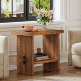 Tribesigns 23.62-Inch Solid Wood Side Table, Wooden End Table with Solid Base 3