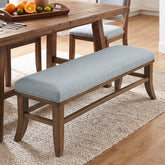 Solid Wood Upholstered Dining Bench, 55" Padded Kitchen Bench Seats 2-3 People 3