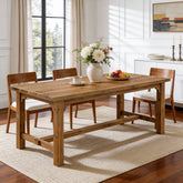 Solid Wood Dining Table, 63" Rectangular Kitchen Table with Foot Bar 3