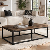 55" Solid Wood Coffee Table, Rectangular Center Table with Steel Frame for Living Room 3