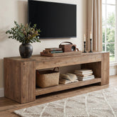 Tribesigns 63" Solid Wood TV Stand, Farmhouse Console for Living Room 3