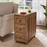 Solid Wood End Table, Narrow Side Table Nightstand with 3 Drawers 3