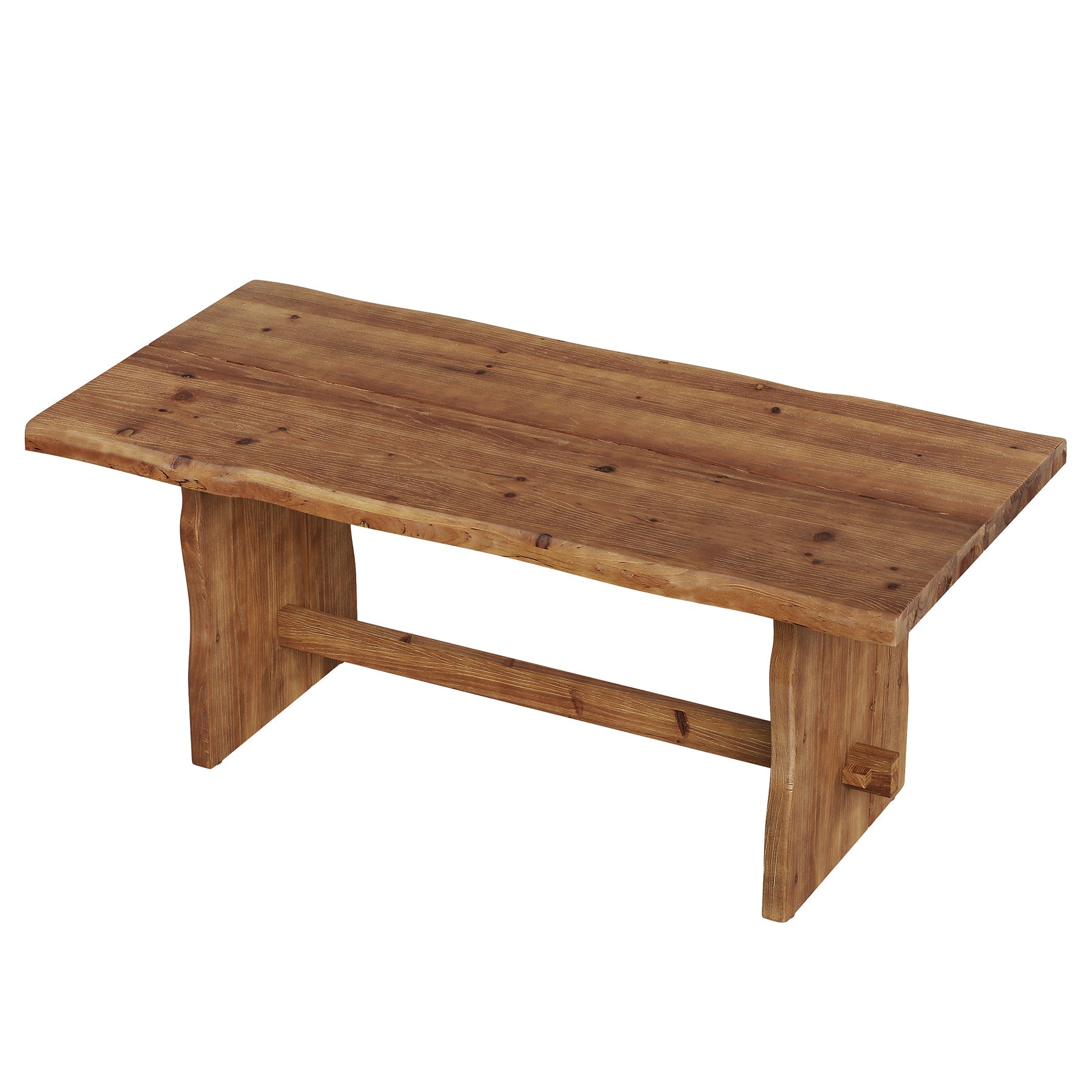 63" Solid Wood Dining Table, Live Edge Rectangular Kitchen Table for 4-6 People