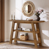 Solid Wood Console Table, 47.24" Farmhouse Entryway Table with 3-Tier Shelves 3