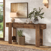 Solid Wood Console Table, 63" Long Entryway Table with 2 Drawers 3