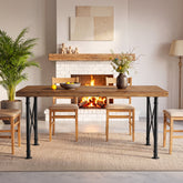 63" Rectangular Dining Table, Solid Wood Kitchen Table with Sturdy X-Shaped Legs for 4-6 3