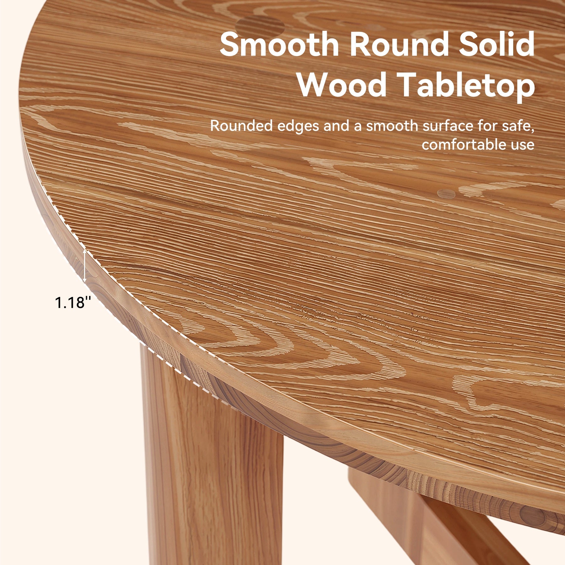 Round Solid Wood Conference Table, 39.4" Meeting Table with Cross Base for Office