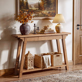 41.3" Solid Wood Console Table, 2-Tier Farmhouse Entryway Table with Stable A-Frame 3