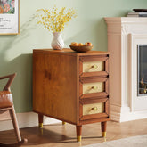 23.6" End Table, Solid Wood Sofa Side Table with Rattan Front and 3 Drawers Tribesigns 3