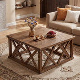 Tribesigns 39.37" Solid Wood Coffee Table, Square Farmhouse Table for Living Room 3