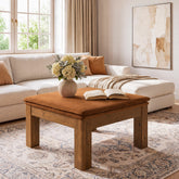 32.28" Square Coffee Table with Solid Wood Frame & Removable Velvet Cushion 3
