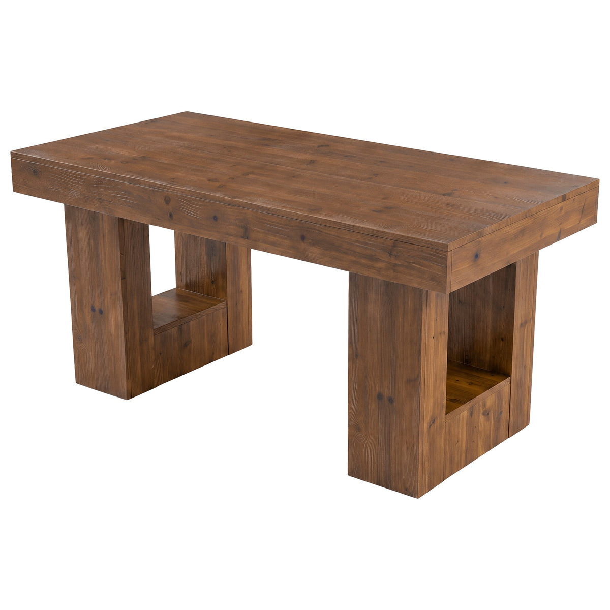 63" Solid Wood Computer Desk, Rectangular Home Office Desk with Sturdy Pedestal Base