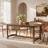 63" Solid Wood Dining Table for 4-6, Rectangle Kitchen Table with Reinforced Trestle Base 3