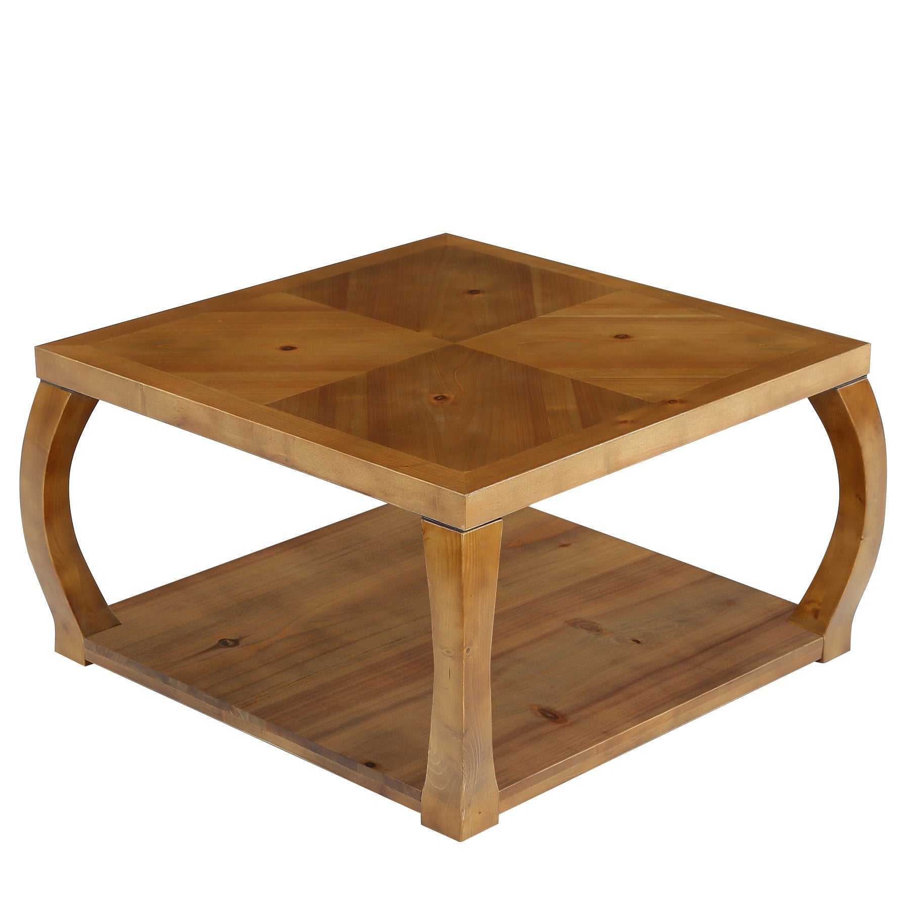 Square Solid Wood Coffee Table, 31.5" Center Table With Storage
