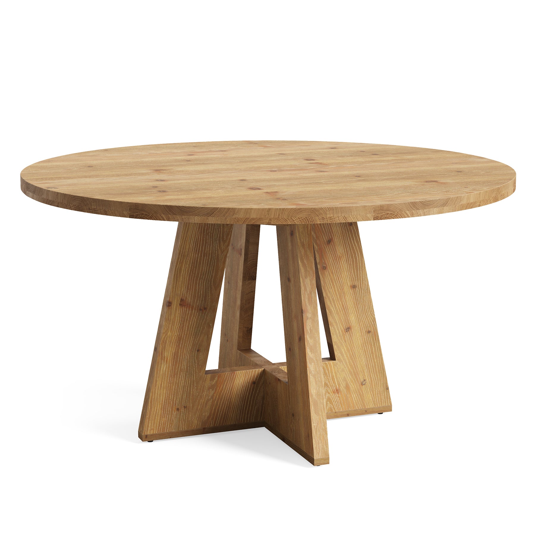 Solid Wood Round Dining Table, 47" Farmhouse Kitchen Table for 4-6