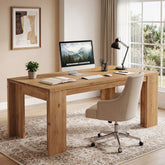 Tribesigns 63" Solid Wood Executive Desk, Farmhouse Office Desk for Home 3