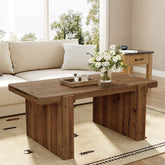 47" Solid Wood Coffee Table, Rectangular Center Table with Heavy-Duty Legs 3