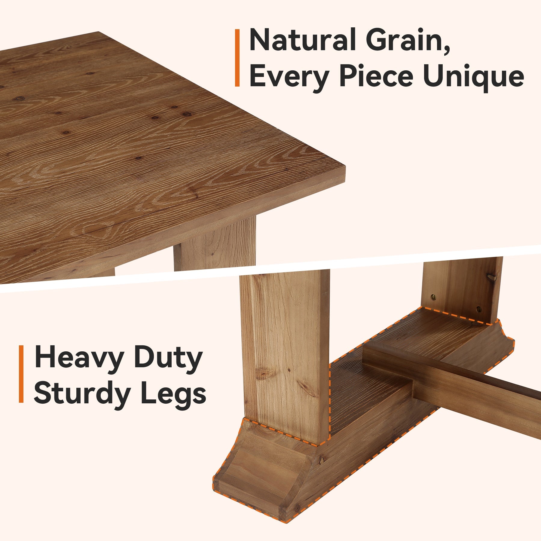 Solid Wood Bar Table, 63" Counter Height Dining Table for Kitchen, Dining Room