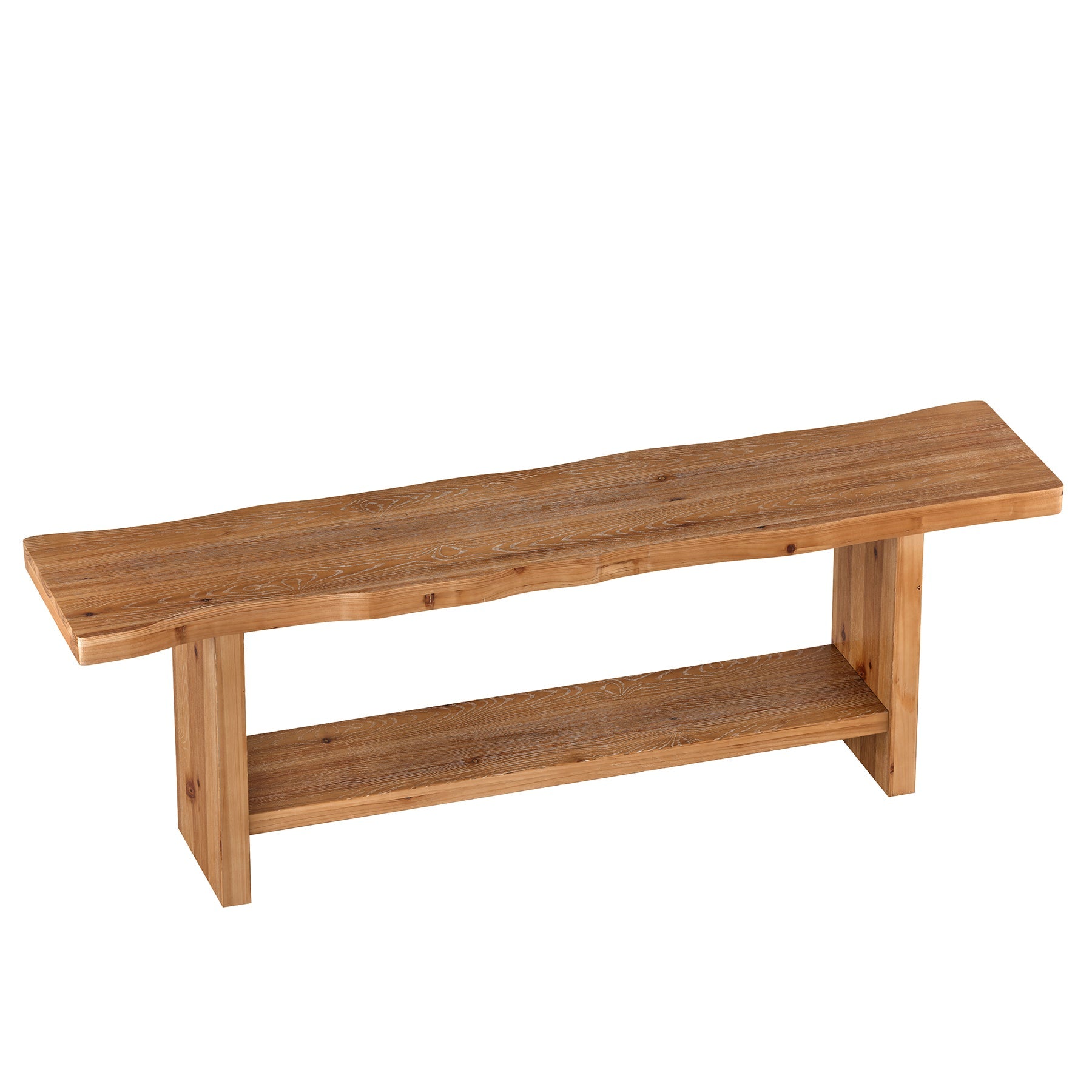 70.8" Solid Wood Entryway Bench, 2-Tier End of Bed Bench for Bedroom, Living Room