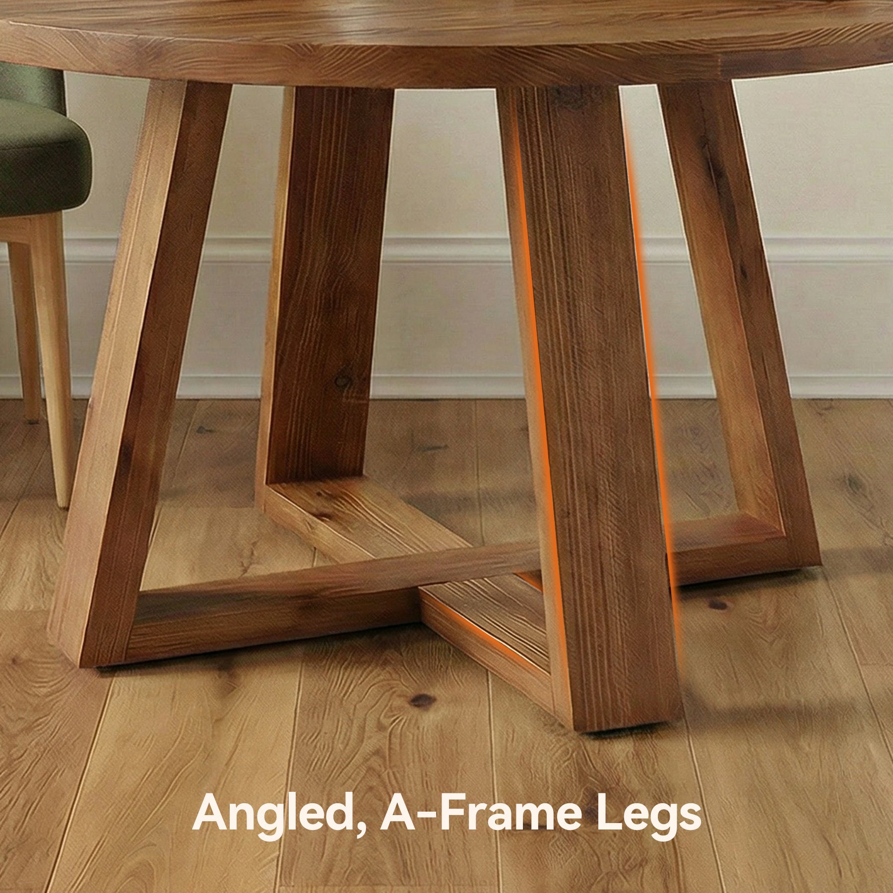 47.2" Round Dining Table, Farmhouse Solid Wood Kitchen Table with Trestle Base for 4