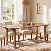 71" Farmhouse Trestle Dining Table for 6-8, Solid Wood Rectangle Kitchen Table 3