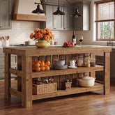 63" Solid Wood Kitchen Island, 3-Tier Farmhouse Stationary Island Table 3