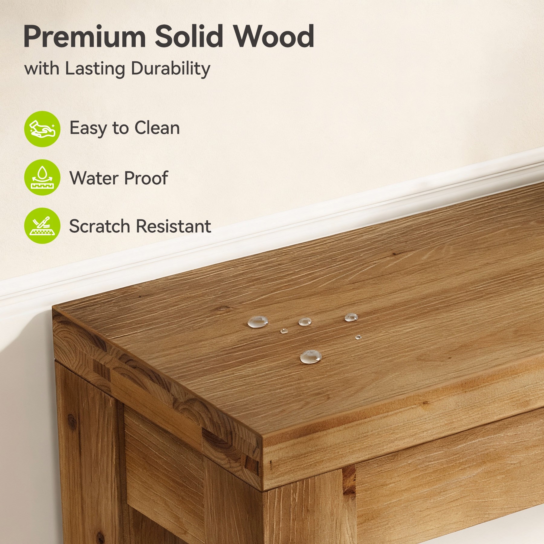 Solid Wood 43.31" Farmhouse Console Table, Narrow Entryway Sofa Table for Living Room, Hallway