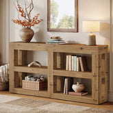 63" Solid Wood Console Table with Storage, 3-Tier Farmhouse Entryway & Sofa Table with Open Shelves 3