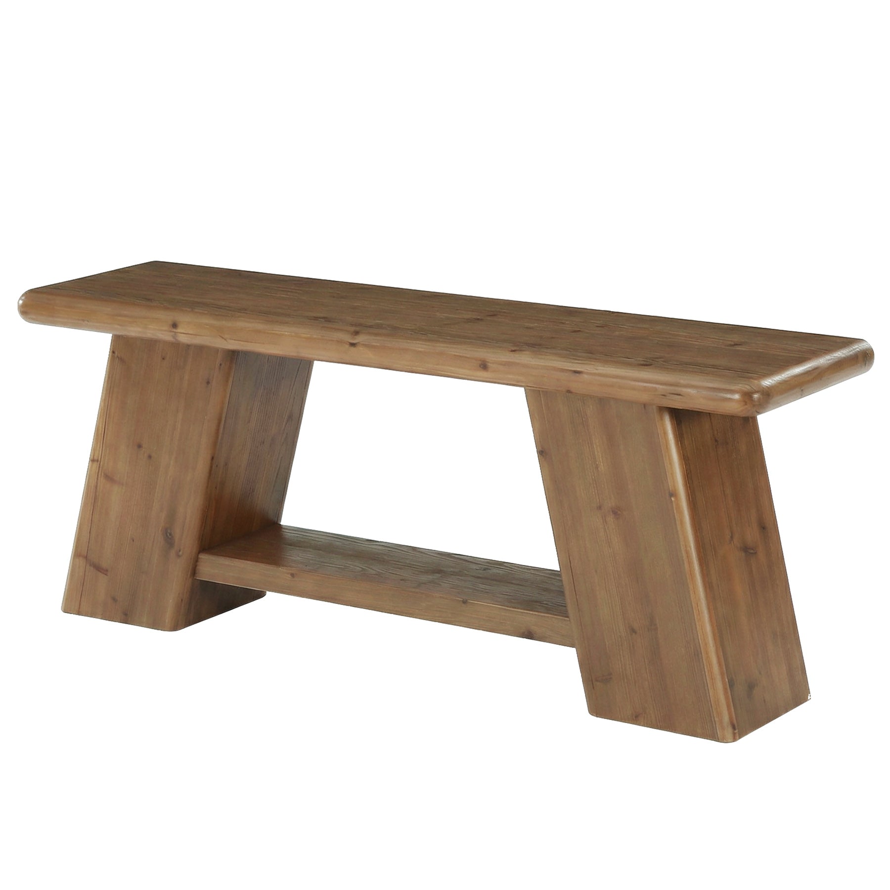 63" Solid Wood TV Stand for 50-65" TVs, Farmhouse Media Console with 2-Tier Open Storage