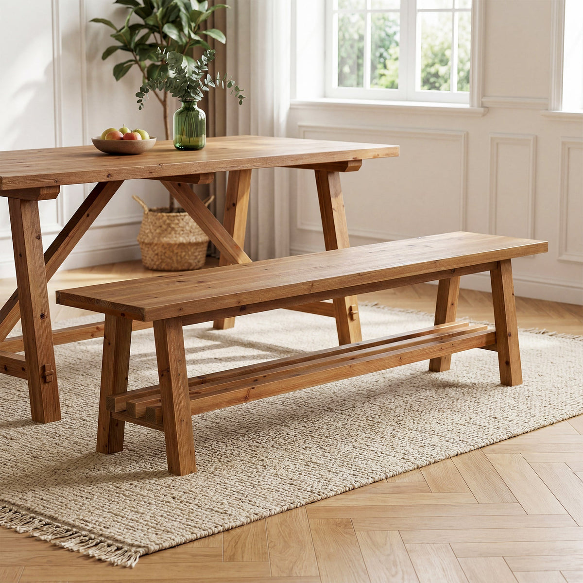 Solid Wood Dining Bench, 2-Tier Kitchen Dining Seat for Dining Room ...