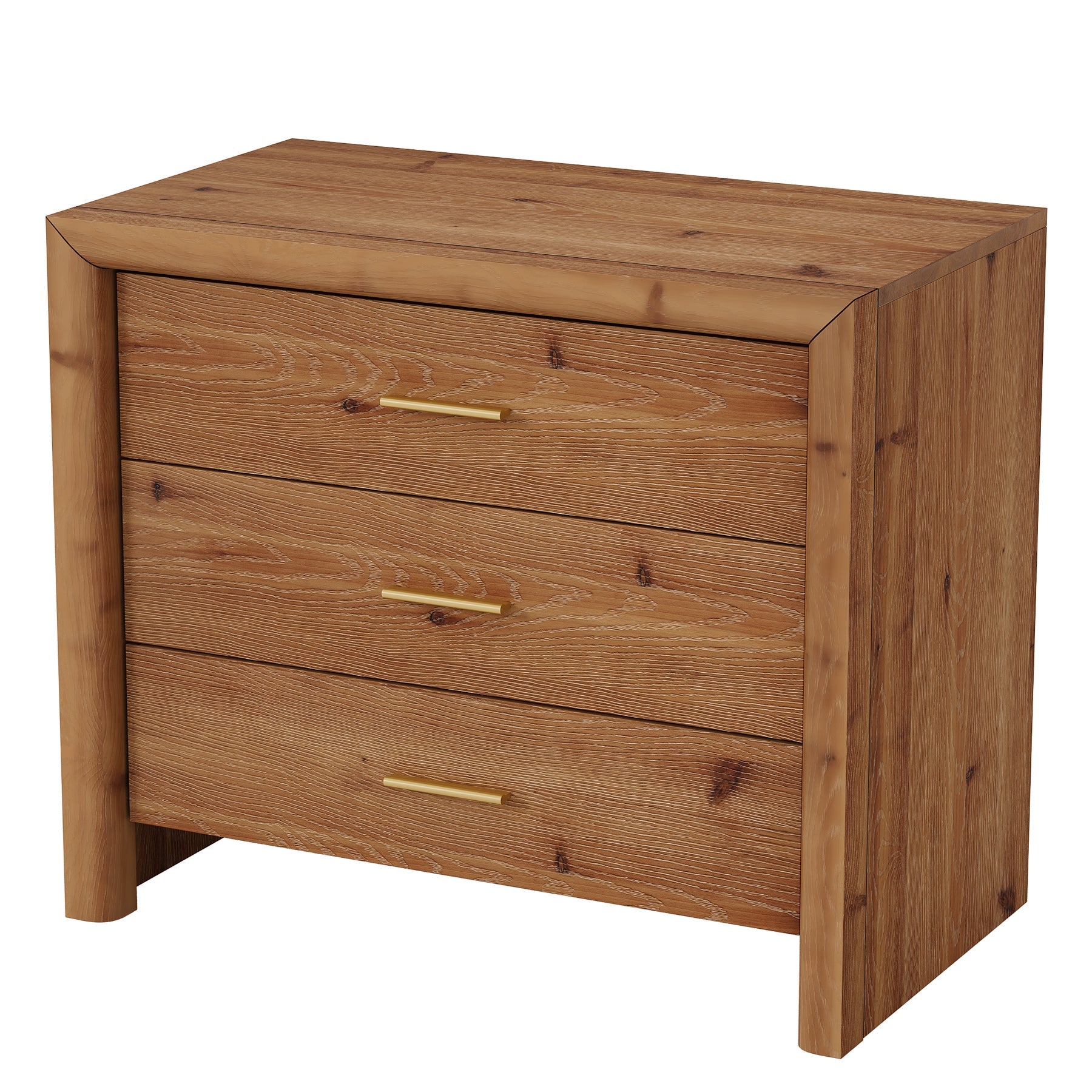Solid Wood Nightstand with 3 Drawers, 31.5" Oversized Bedside Table for Bedroom