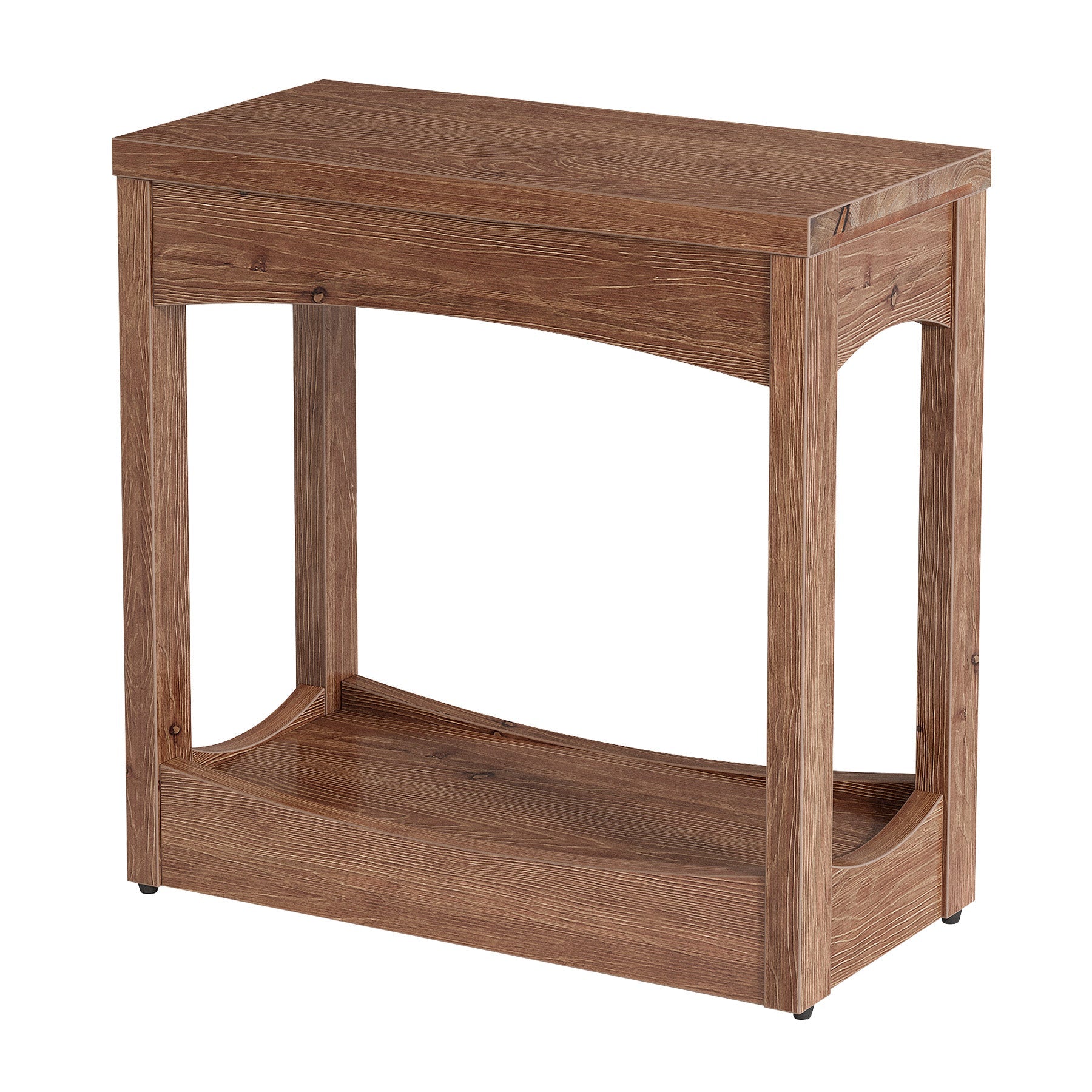 23.62" Solid Wood End Table, Rectangle Side Table with 2-Tier Shelf for Small Spaces