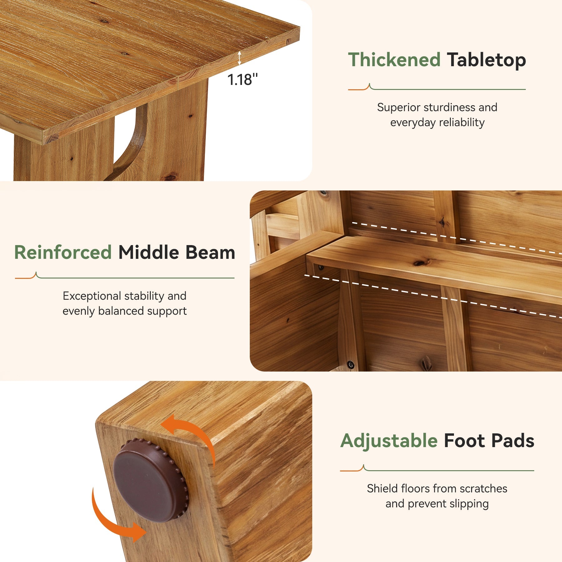5.25FT Solid Wood Conference Table for 4-6 Users, 63" Executive Desk with Cutout Bases