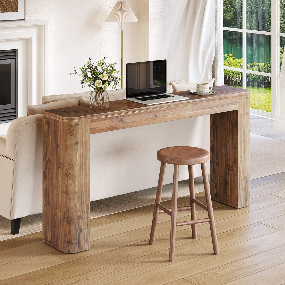 Solid Wood Console Table, 63" Entryway Sofa Table Behind Couch