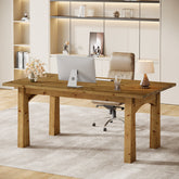 Solid Wood Executive Desk, 63" Computer Desk with Sturdy Wooden Legs 3