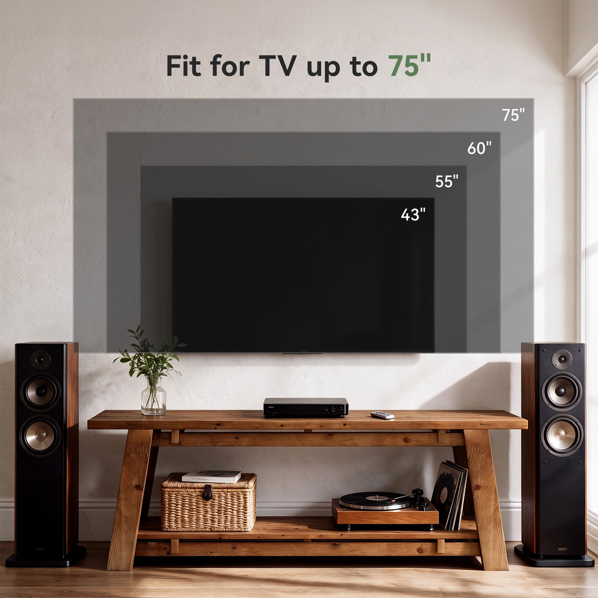 Tribesigns 63" Solid Wood TV Stand with 2-Tier Storage, Farmhouse Media Console for 70" TVs