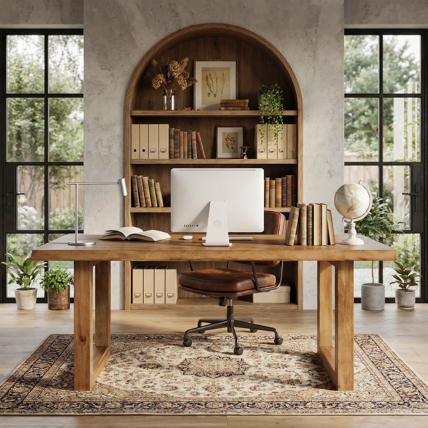 63" Solid Wood Computer Desk, Rectangular Executive Desk Home Office Desk