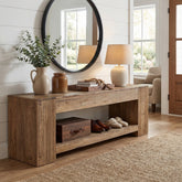 Tribesigns 62.99" Console Table, Solid Wood Entryway Table with Shelf for Hallway 3