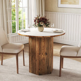 31.5" Round Dining Table, Kitchen Bistro Table with Sintered Stone Tabletop for 2-3 3