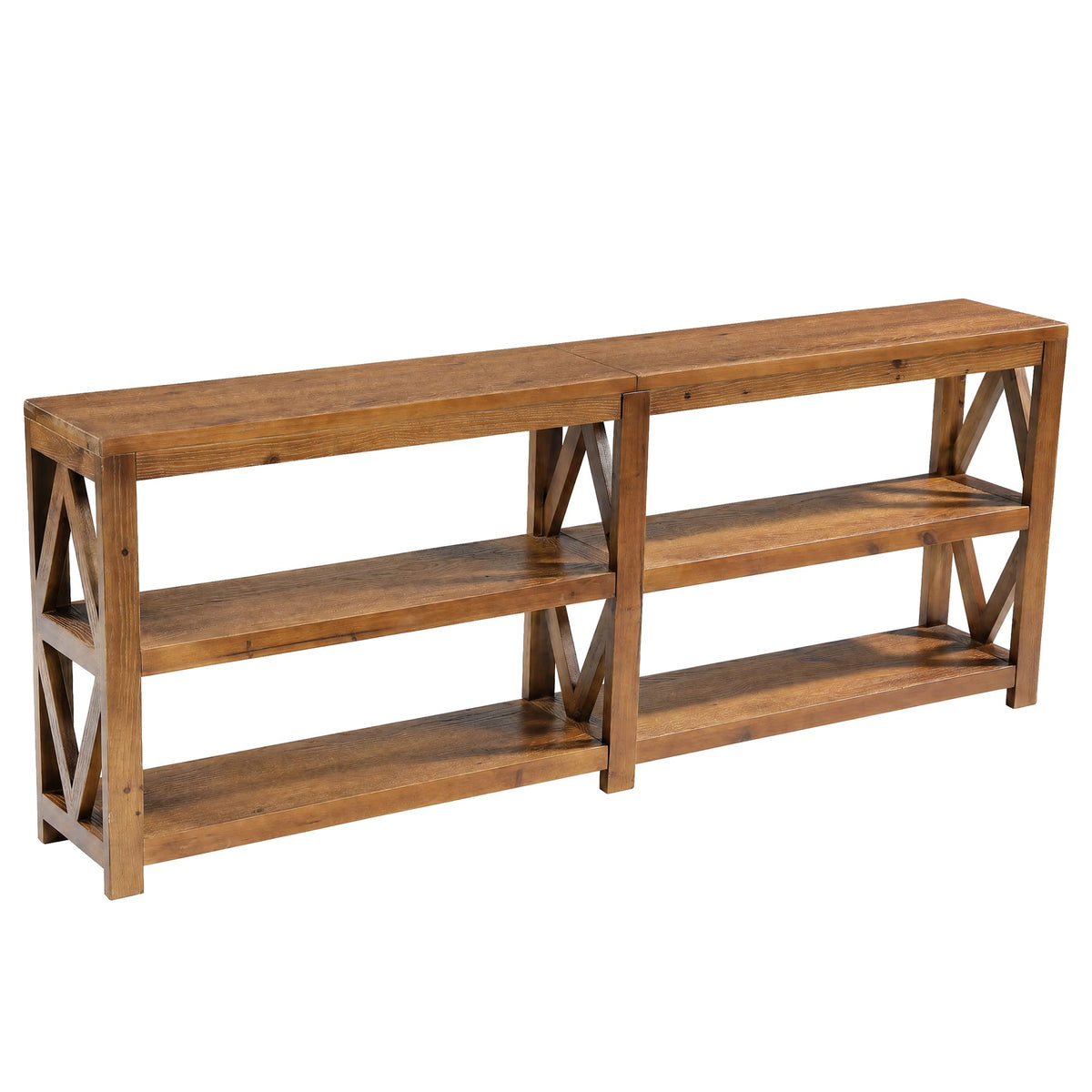 78.7" Solid Wood Console Table, 3-Tier Extra-Long Entryway Sofa Table with Open Storage