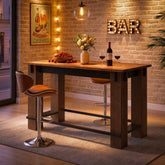 63" Farmhouse Solid Wood Bar Table, Metal Footrest, Counter Height Rectangle Pub Table 3