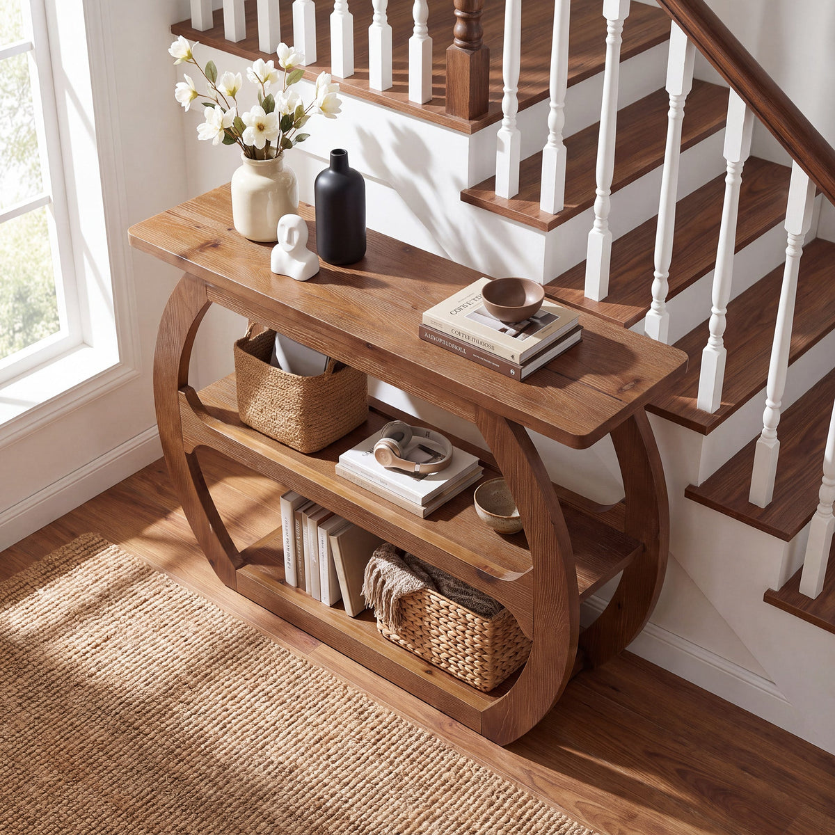 41" 2-Tier Solid Wood Console Table, Small Entryway Sofa Table, Farmhouse  Living Room