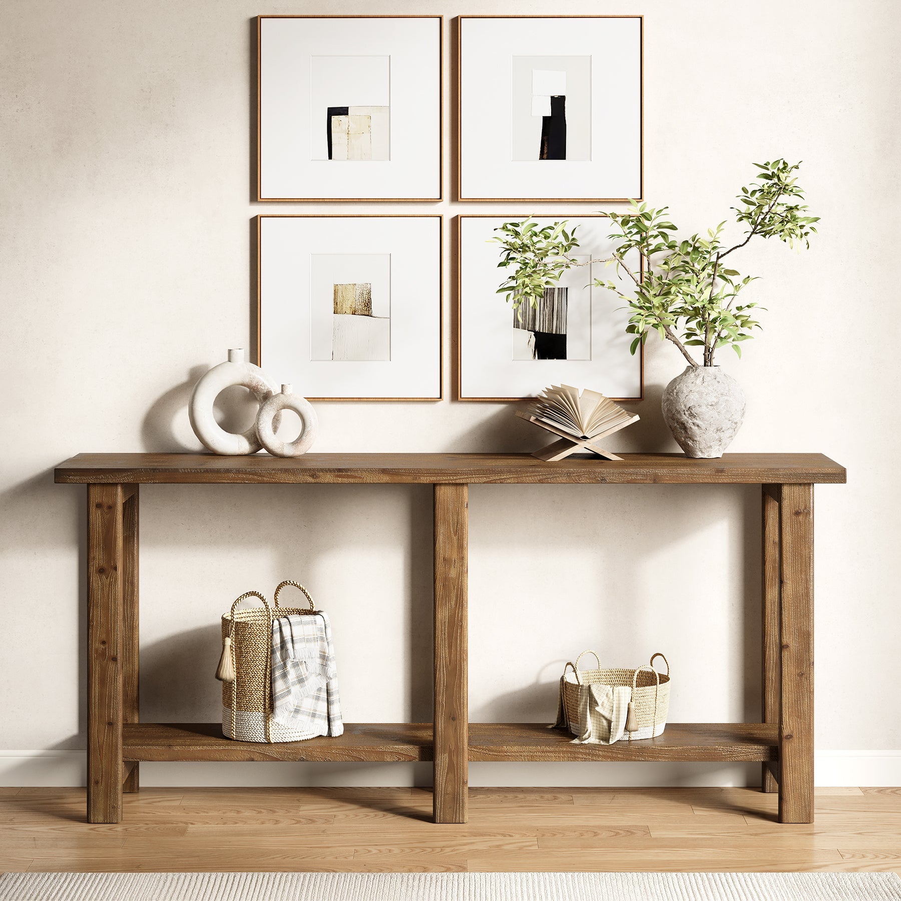 Solid Wood Console Table,  70.9" Sofa Table Behind Couch for Entryway